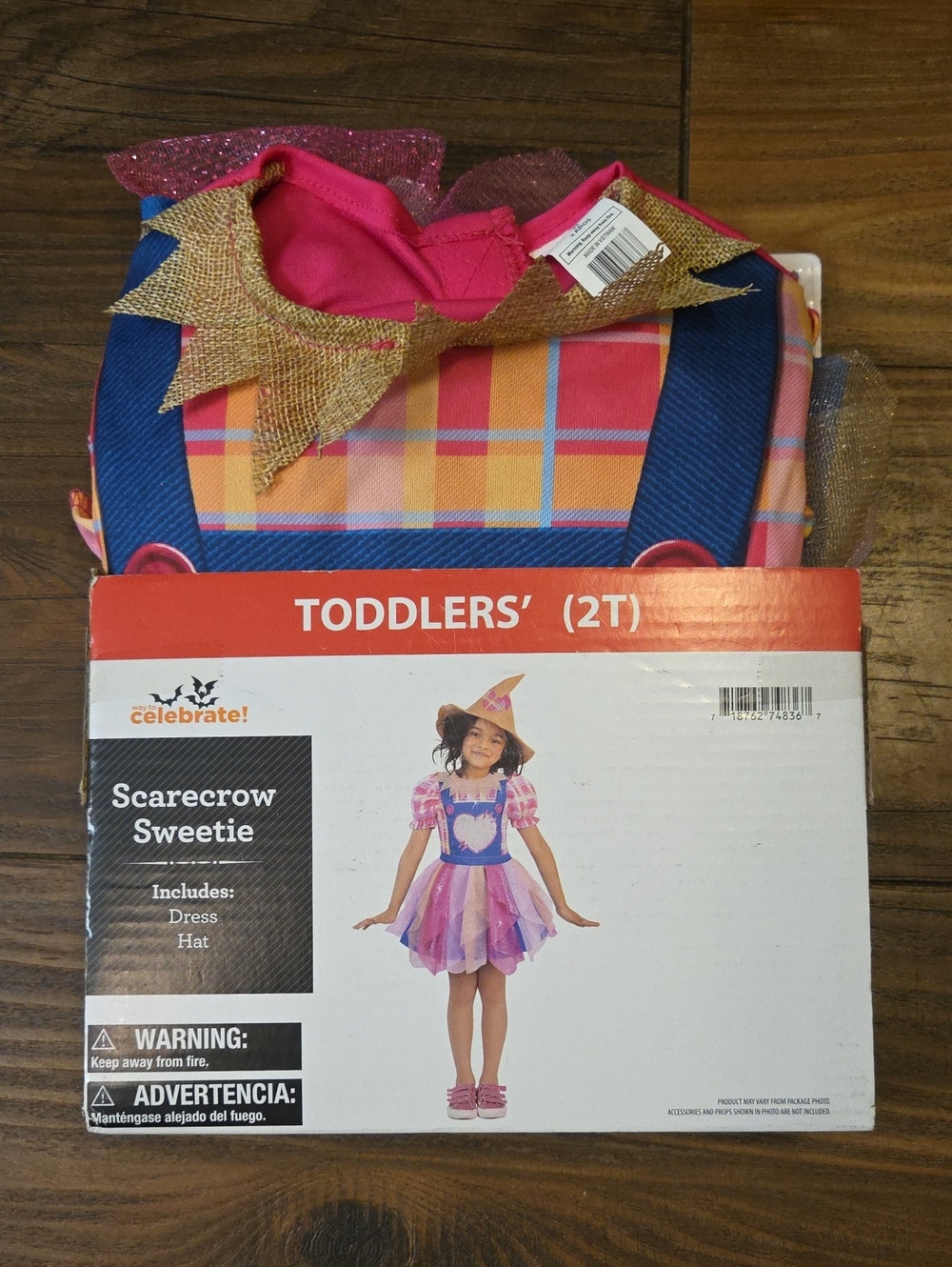 Scarecrow Sweetie Toddler Costume Dress & Hat - Pink Plaid